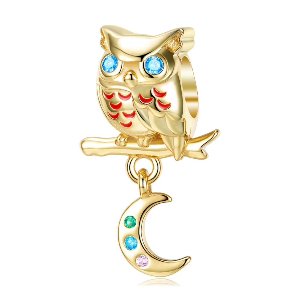 Owl Sterling Silver Gold-plated S925 Bead Necklace Bracelet Diy Accessories