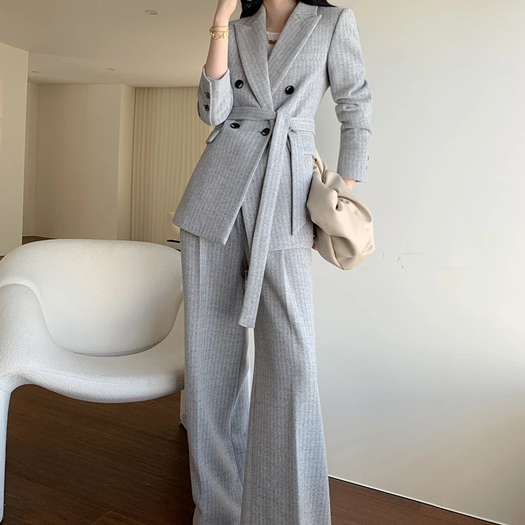 Women's Coat Wool Wide Leg Trousers Suit Coat