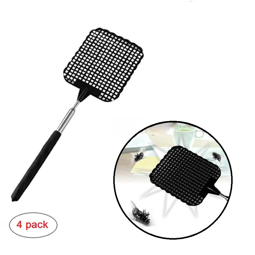 Cross-border Direct Supply Summer Preferred Creative Swatter Flyswatter Stainless Steel Telescopic Design 4 Pack