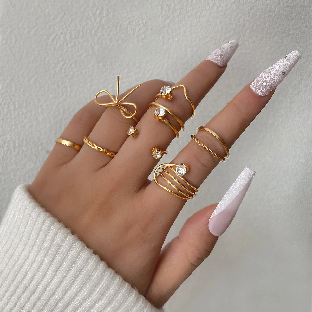 Exaggerated Snake Ring Set Of Four
