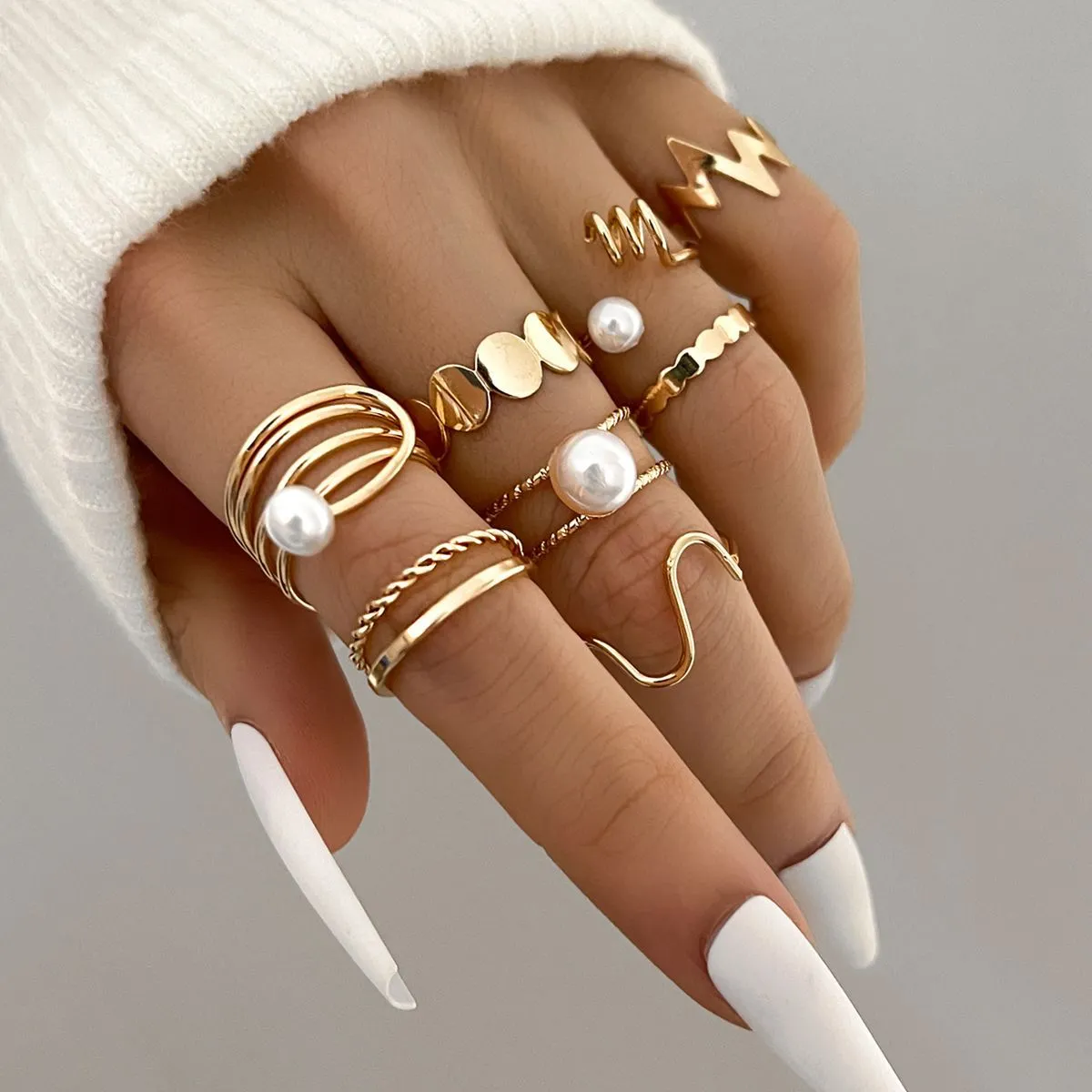 Exaggerated Snake Ring Set Of Four