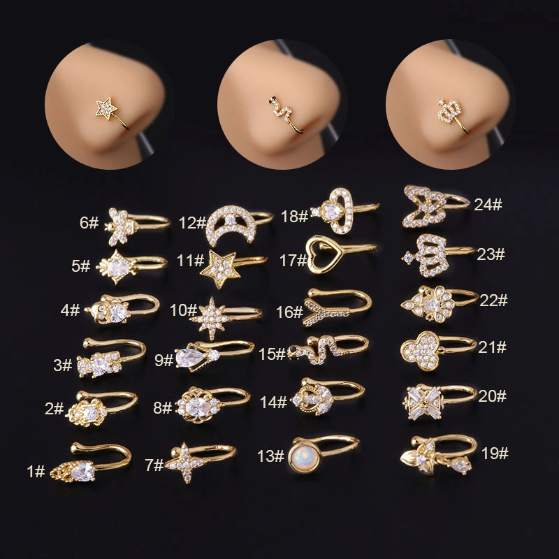 New Micro Inlaid Zircon Nose Ring Puncture Jewelry Without Holes