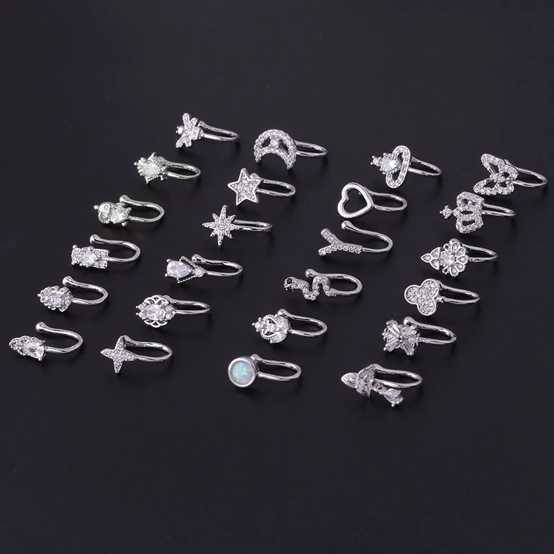 New Micro Inlaid Zircon Nose Ring Puncture Jewelry Without Holes