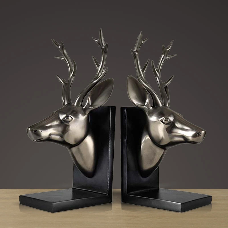 Cold Cast Bronze Deer Head Book Backrest