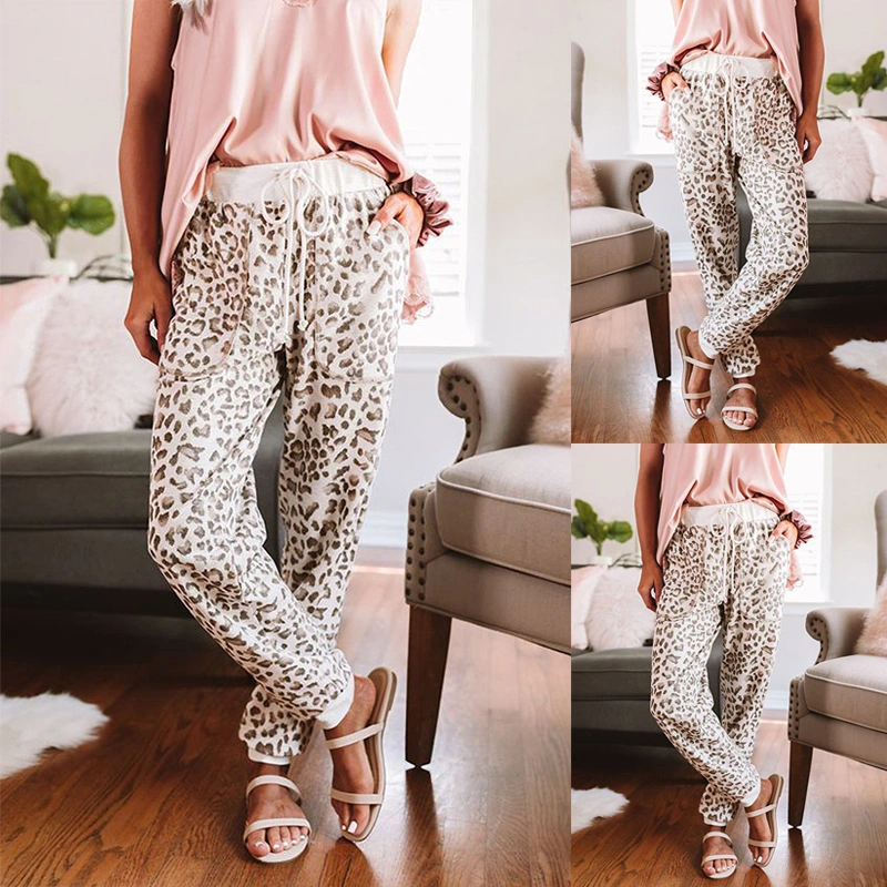 Women's Fashion Leopard Print Casual Trousers
