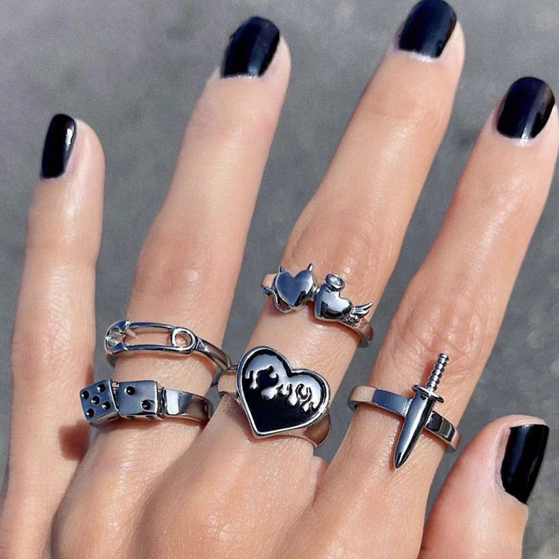 Gothic Ring Set Ladies Punk Fashion