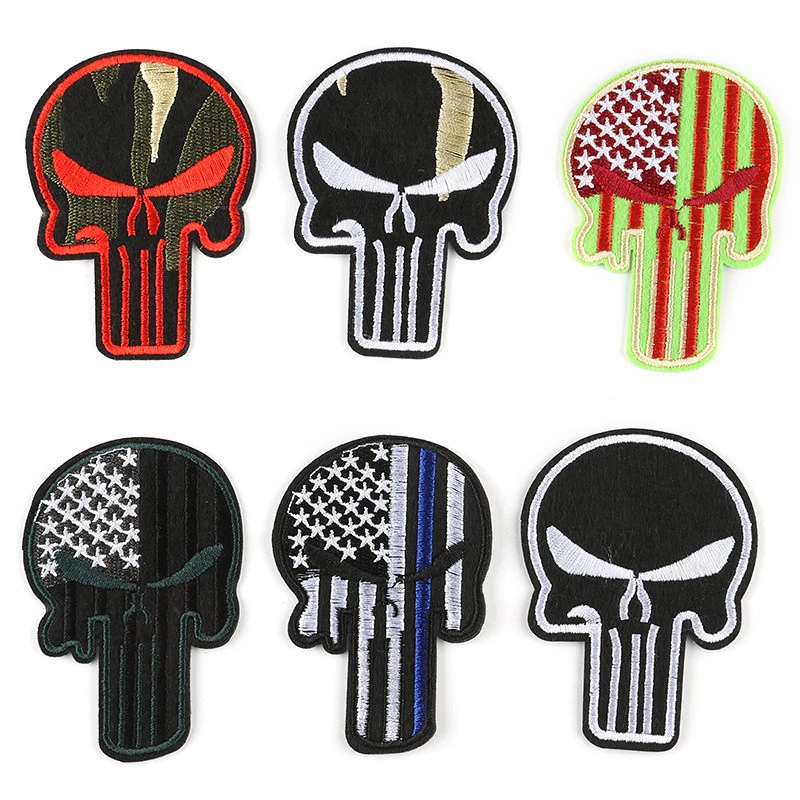 Embroidered Skull And Ghost Head Badge Cloth Sticker