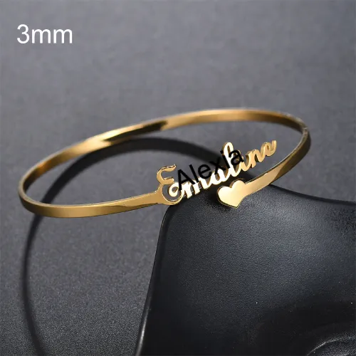 Bracelet, style 1, gold, font like on the example product picture - customization "Alexia", please add just a little paper with the message "To Alexia from mom...I love you" on it to the package