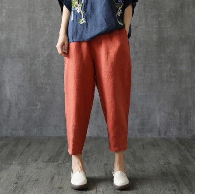 Nine Pants Loose Harem Casual Pants Cotton Linen Turnip Pants