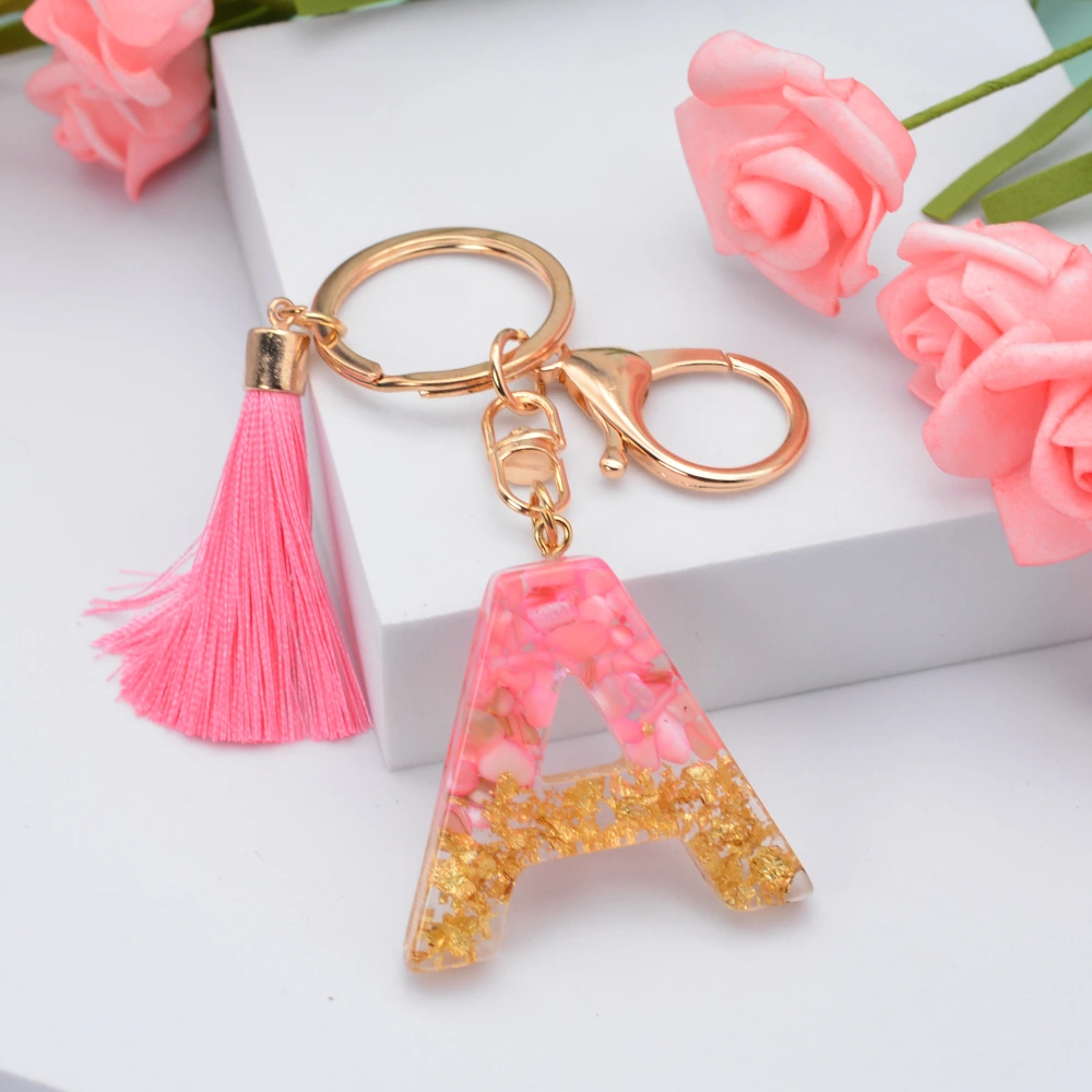 Tassel Keychain 26 English Crystal Glue Letters Pendant