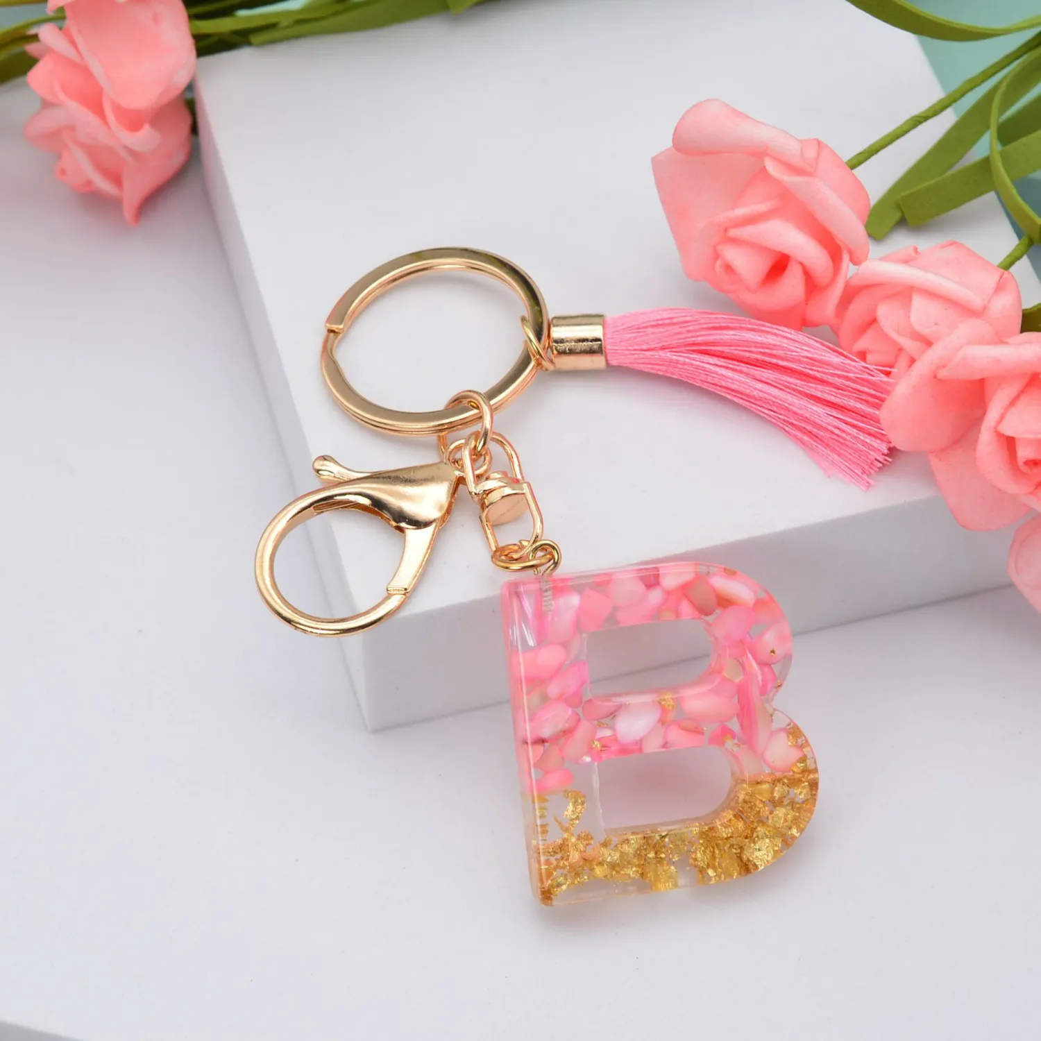 Tassel Keychain 26 English Crystal Glue Letters Pendant