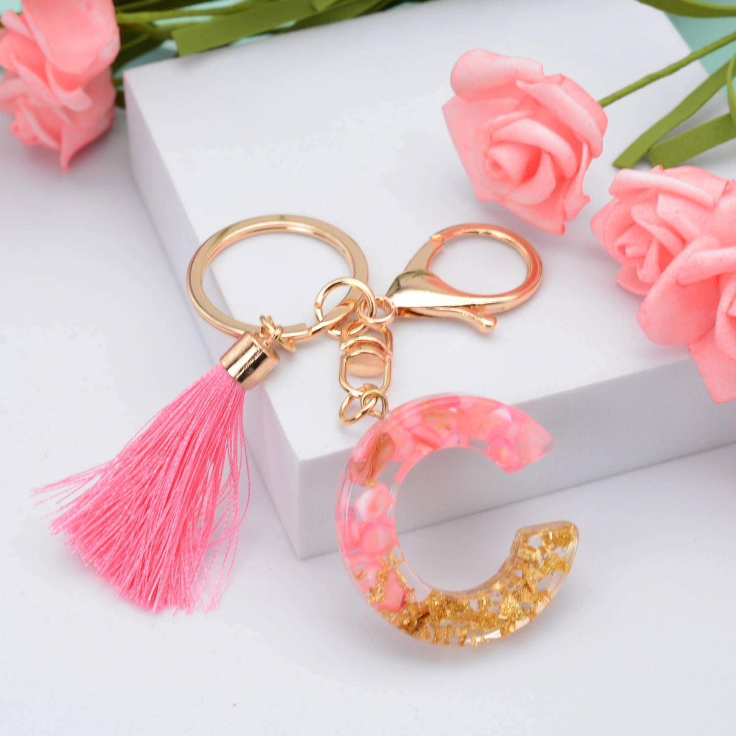 Tassel Keychain 26 English Crystal Glue Letters Pendant