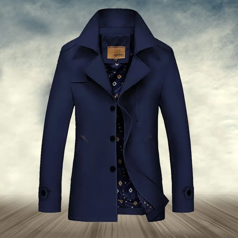 2020 Winter New British Style Fashion Close Fitting Trench Coat Men's Long All Match Coat Wholesale Factory Direct Sales