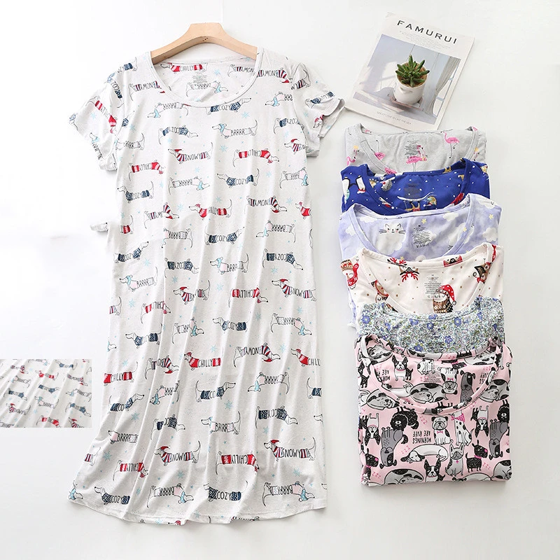 Knitted Fabric Short Sleeve Cartoon Home Clothes