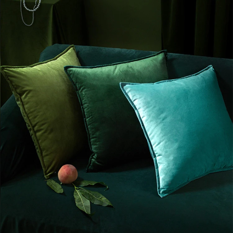 French Solid Color Pastoral Velvet Pillowcase