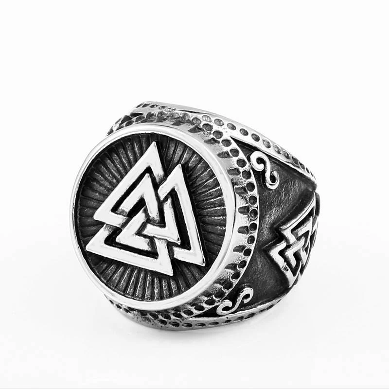 European And American Triangle Sign Power Symbol Graphic Men Popular Ring