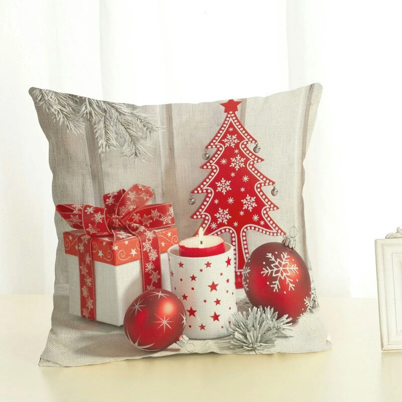 Home Simple Linen Christmas Printed Pillowcase