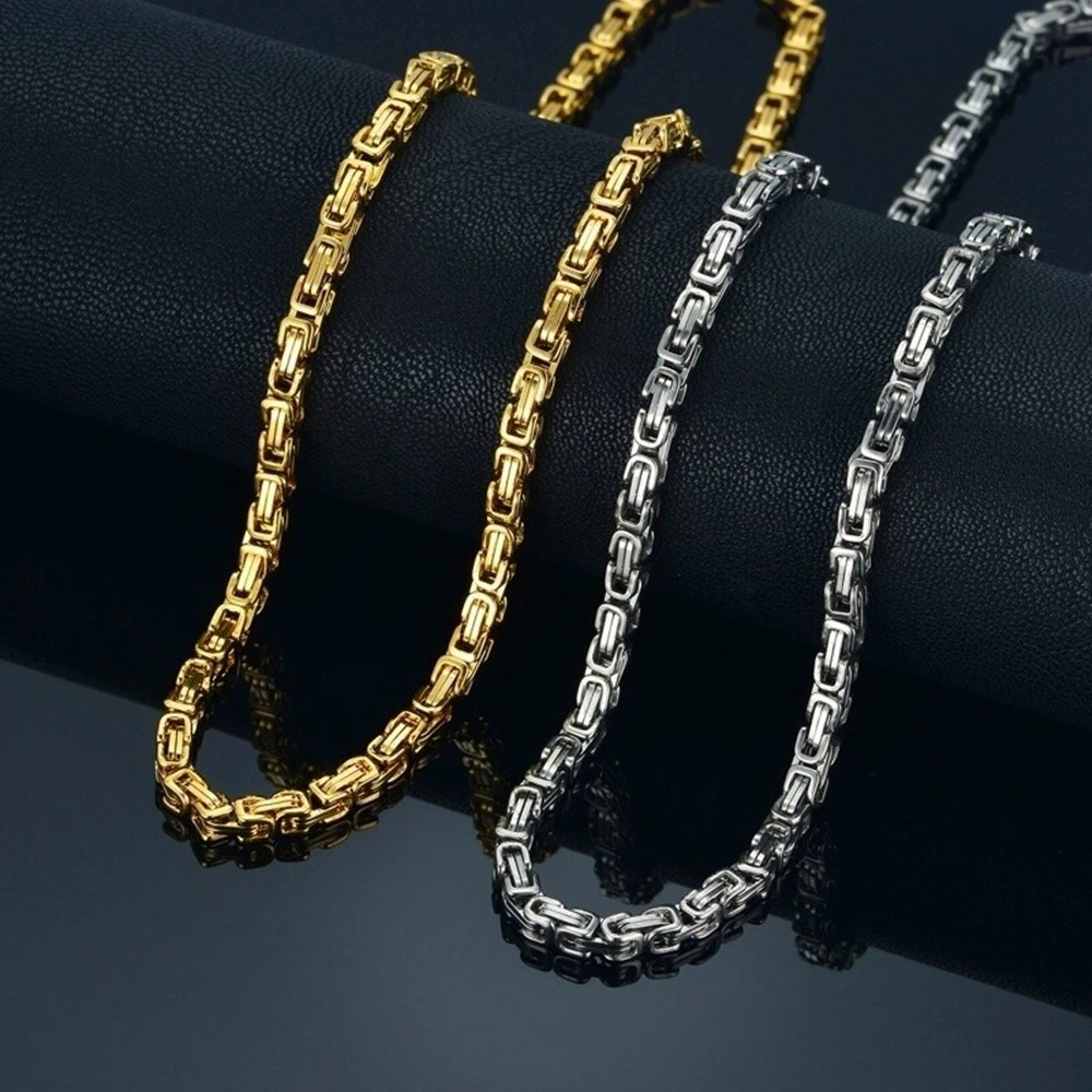 Titanium Gold Gold Thick Stainless Steel Necklace