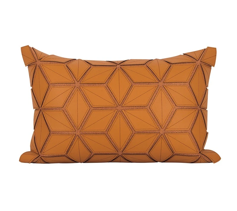 Geometric Petal Leather Waist Pillow