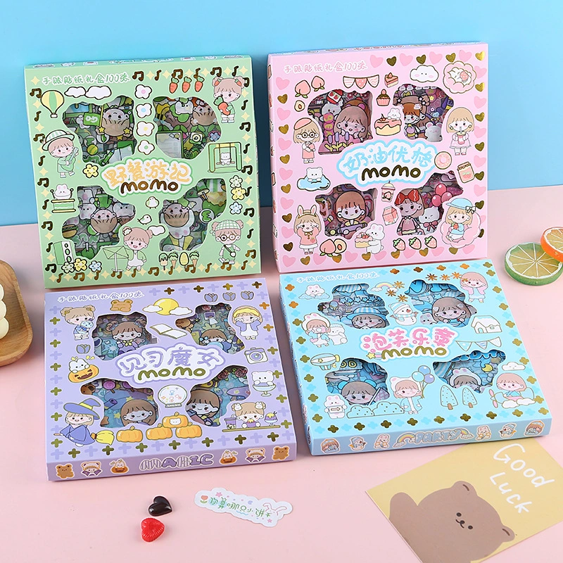 PET Hand Account 100pcs Cute Cartoon Diy Small Sticker