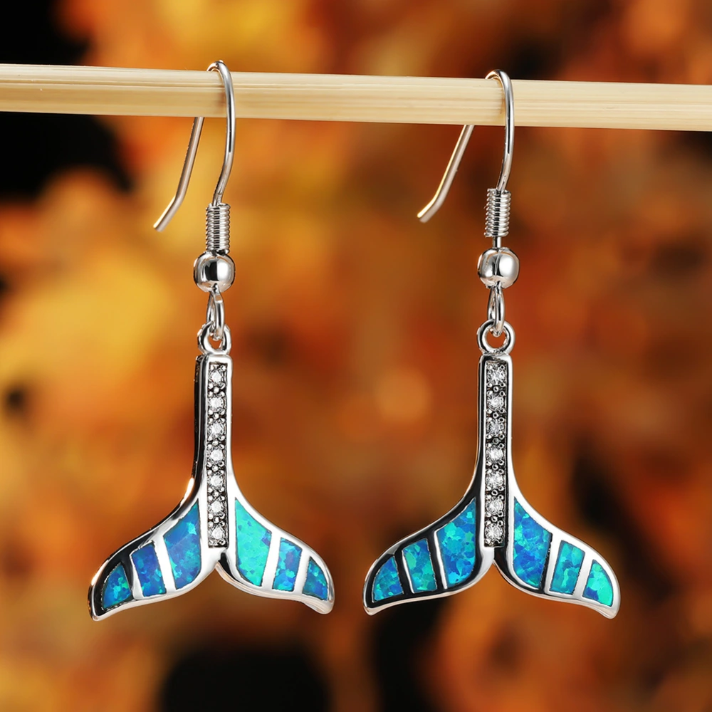 Women's Fashion Blue Fish Tail-shaped Earrings