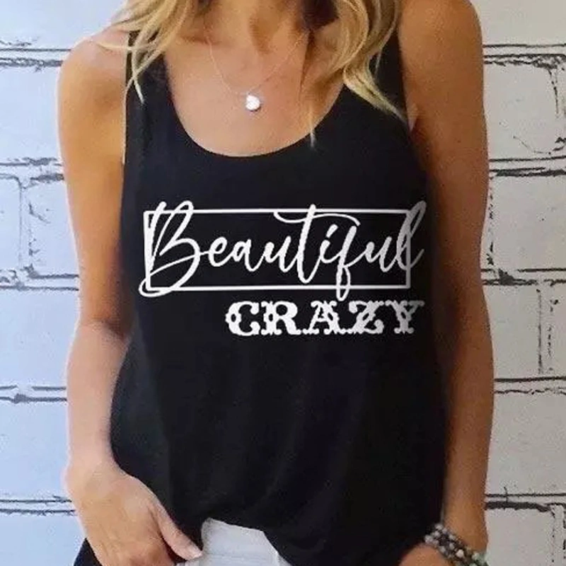 Beautiful Crazy Black And White Letters New I-shaped Vest