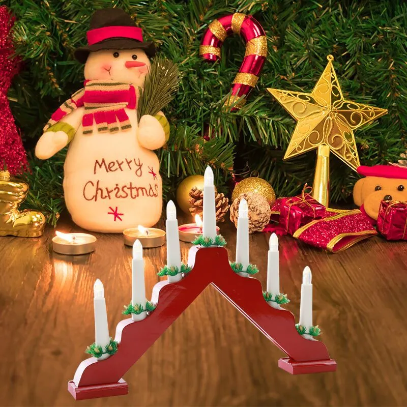 Christmas Window Decorations Wooden Candlesticks