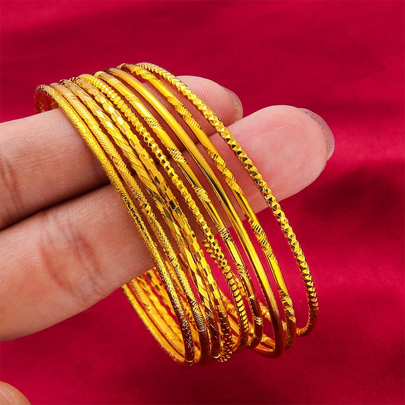 Gold Placer Fine Sand Circle Fashion Accessories Ladies Bracelet