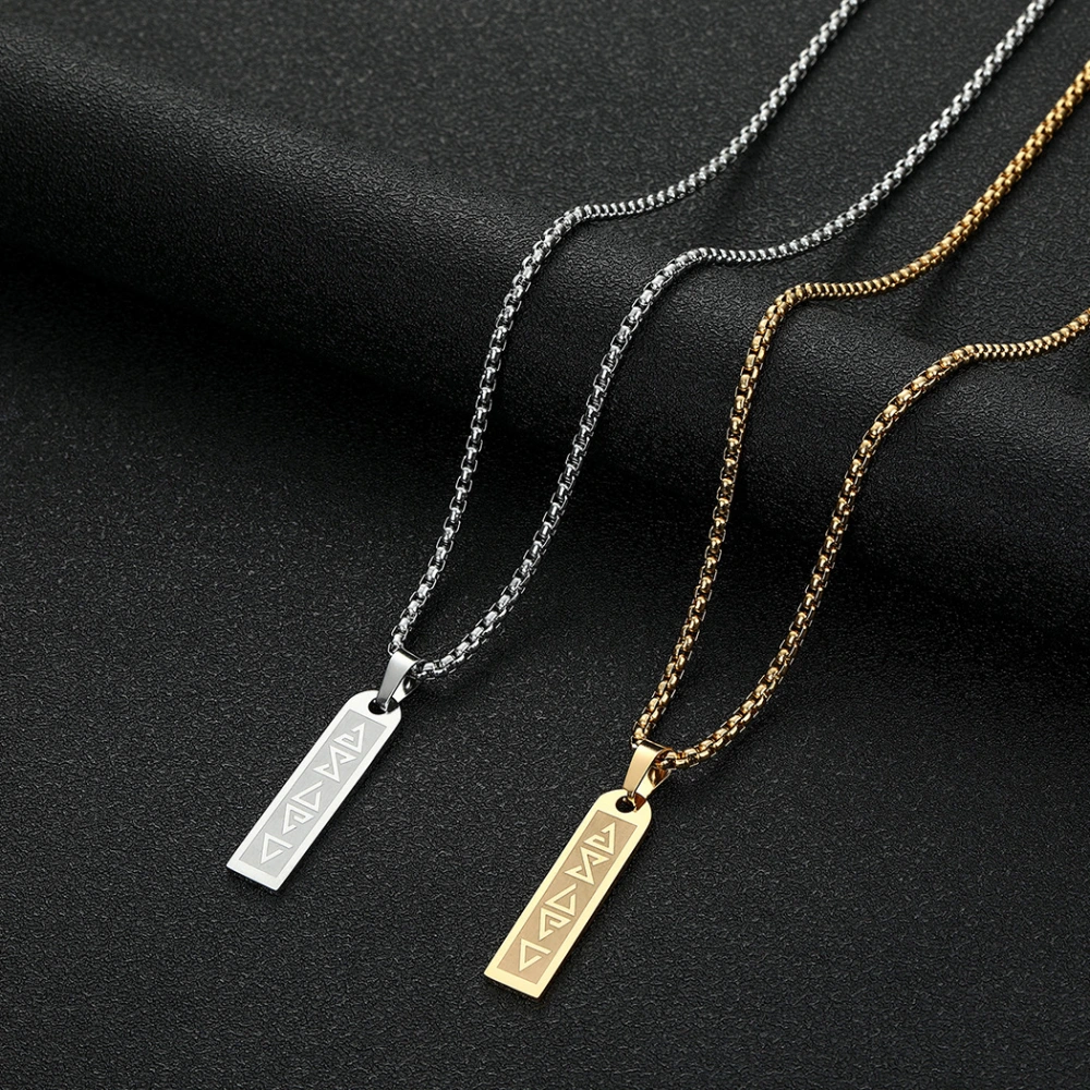 Rectangular Stainless Steel Pendant Necklace