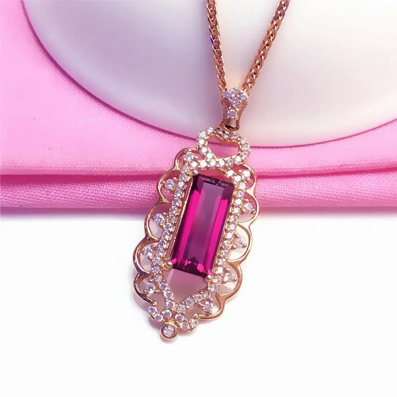 Women's Square Red Stone Necklace Pendant