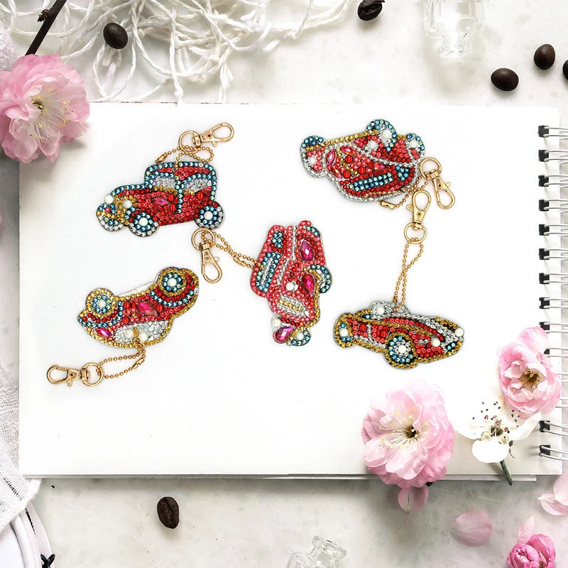Creative New Fancy Shape Diamonds Keychain Handmade DIY Diamond Painting Automobile Hanging Ornament Children's Handmade