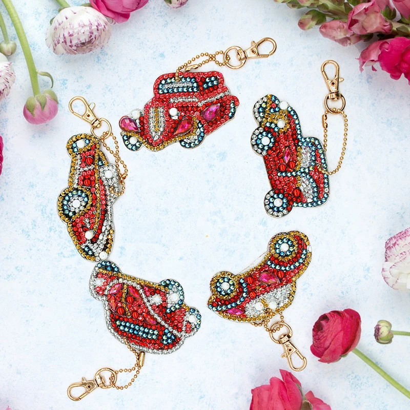 Creative New Fancy Shape Diamonds Keychain Handmade DIY Diamond Painting Automobile Hanging Ornament Children's Handmade
