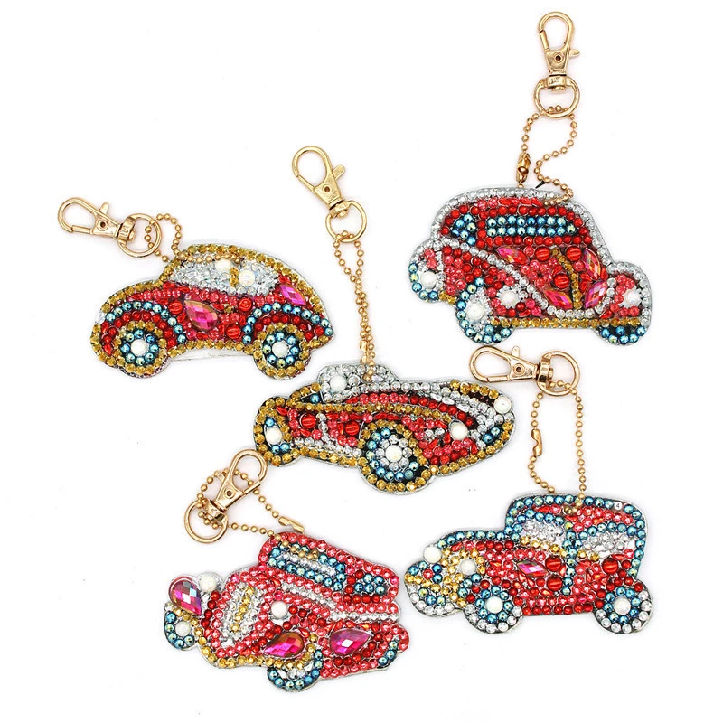 Creative New Fancy Shape Diamonds Keychain Handmade DIY Diamond Painting Automobile Hanging Ornament Children's Handmade