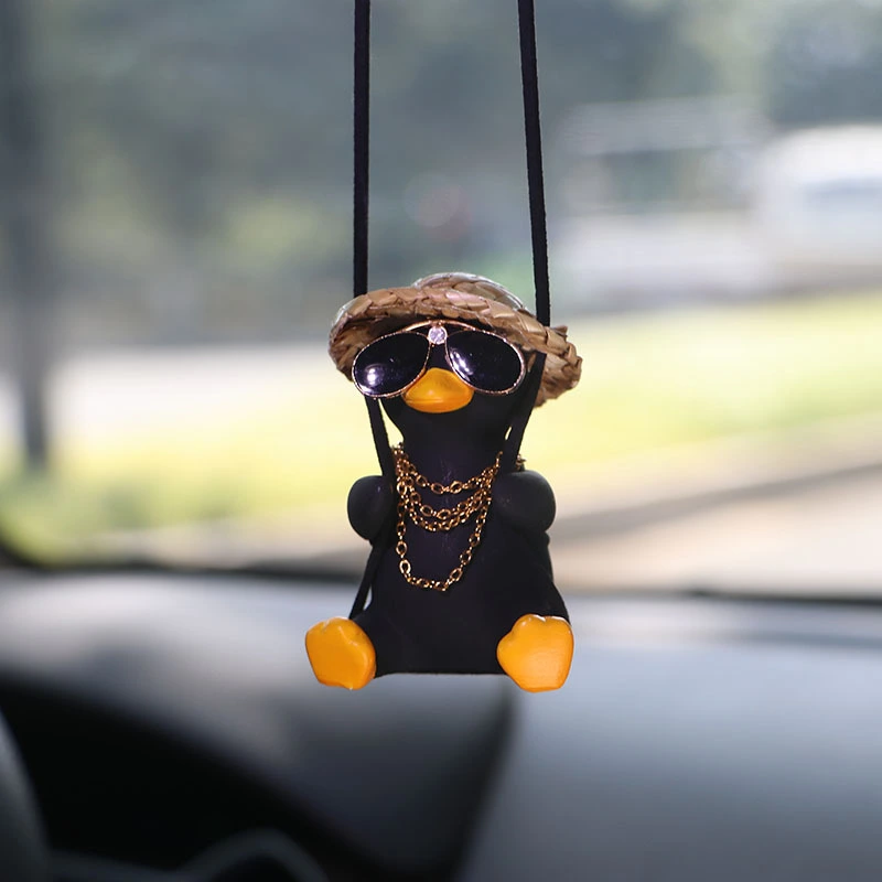 Black Local Duck Car Pendant Swings In Autumn