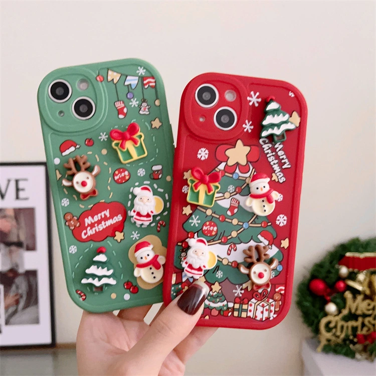 Three Dimensional Santa Claus Mobile Phone Case Painted To Prevent Falling