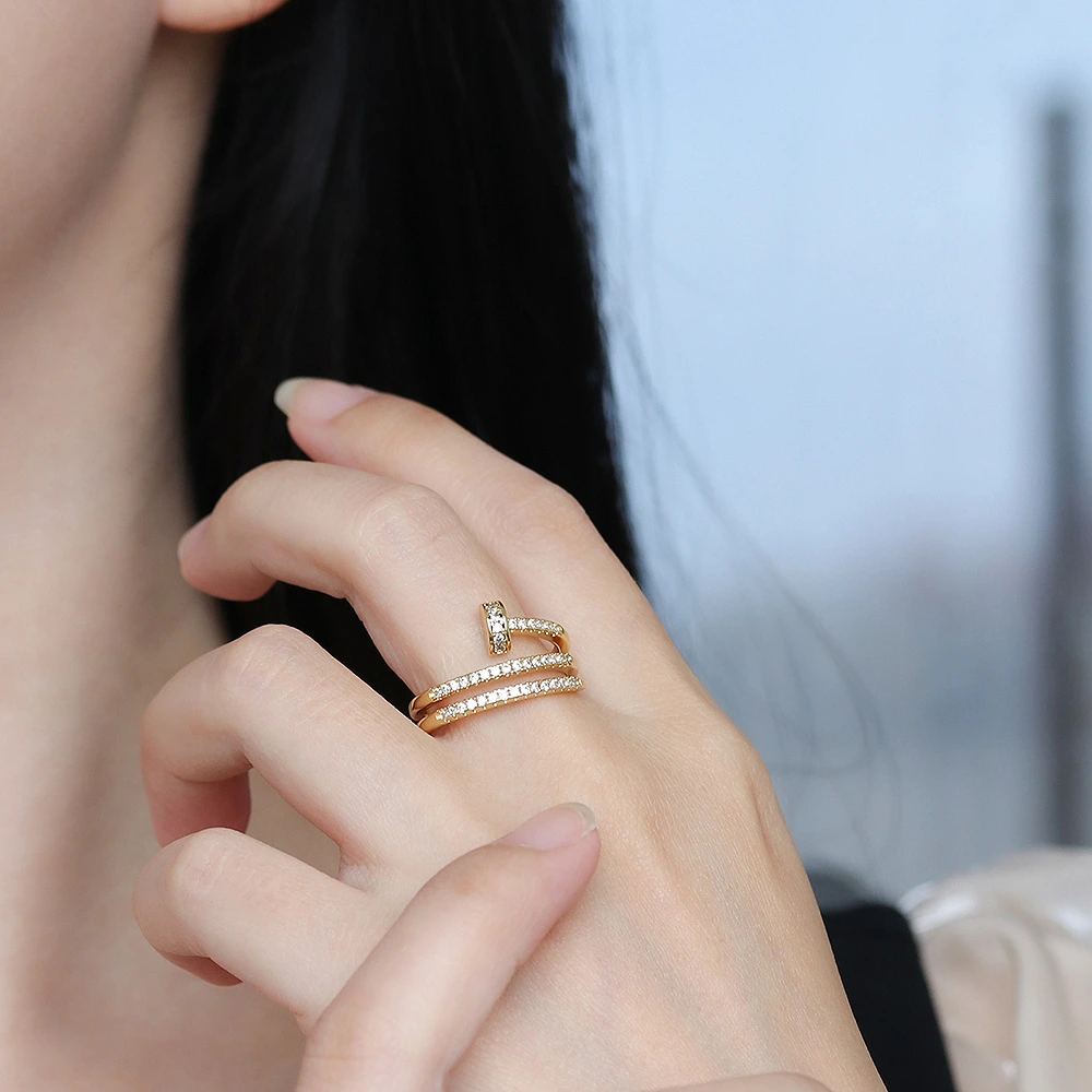 Popular Atmospheric Gold-plated Zircon Nail Ring