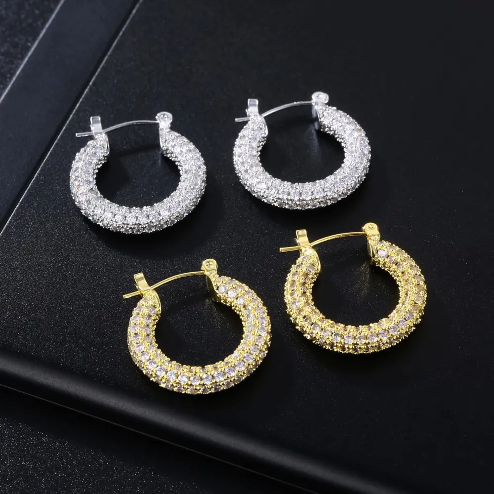 Personality Circle Rhinestone Earrings Micro Inlaid Zircon Ear Ring