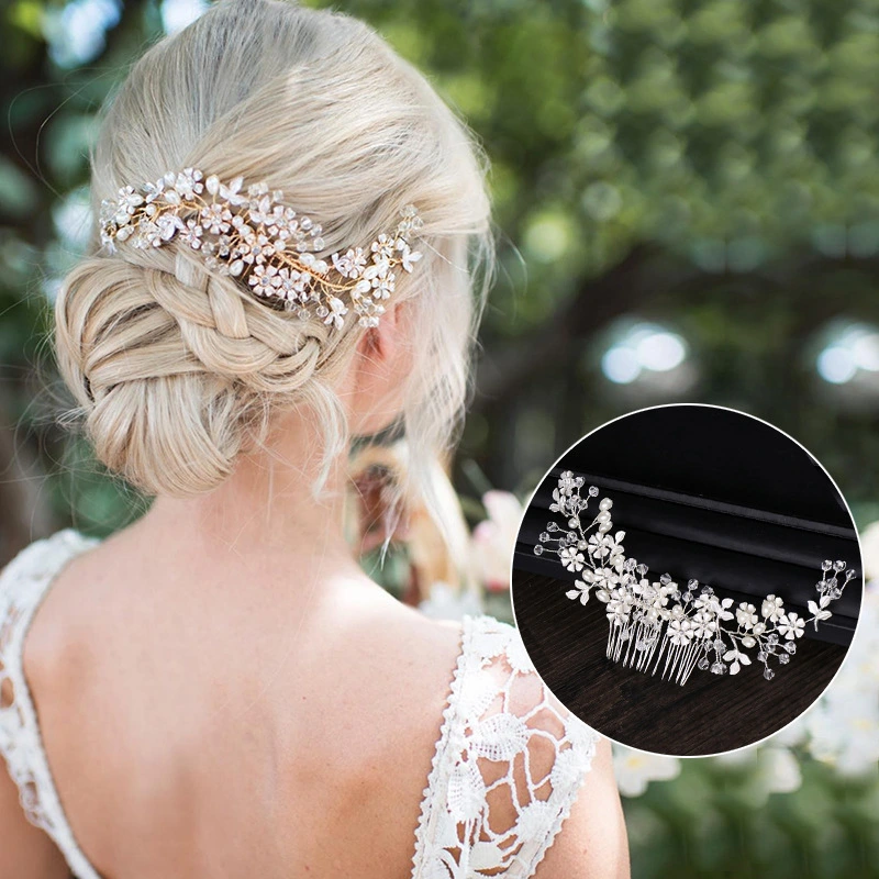 Alloy Flowers With Comb Hair Ornaments For Marriage