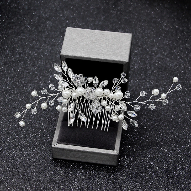 Silver Diamond Hand-made Pearl Hair Comb Insert