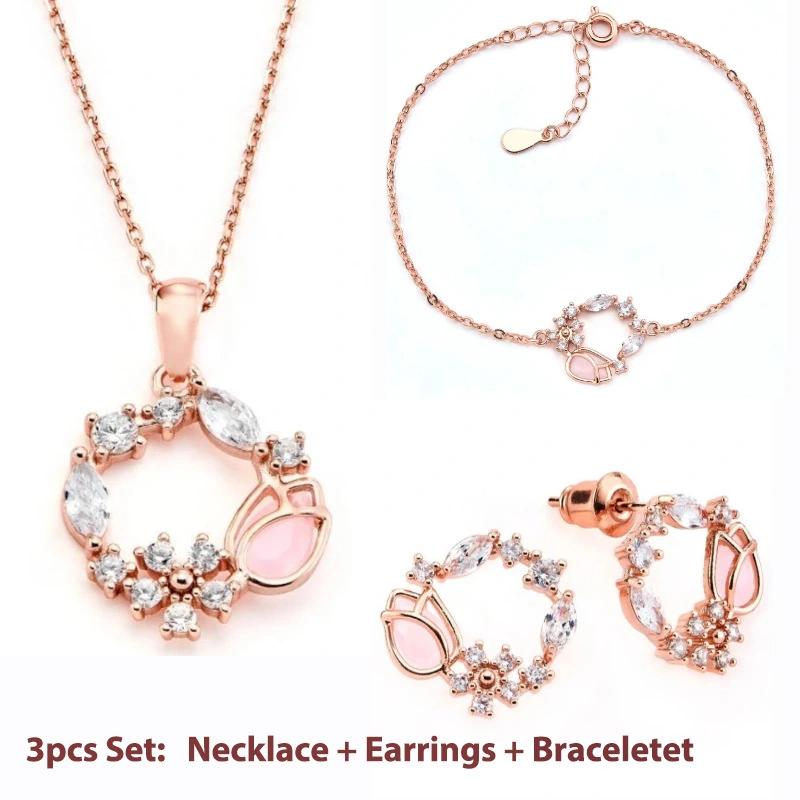 Women's Fashion Bracelet Earrings Necklace Set