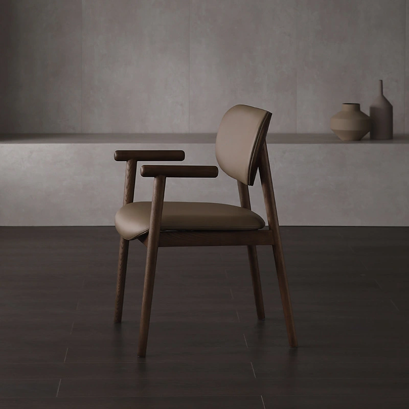 Household White Wax Solid Wood Veneer Minimalist Chair