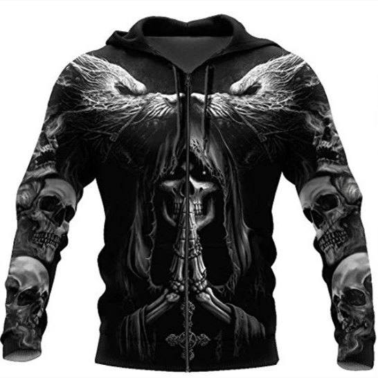 3d Digital Pattern Hooded Casual Long Sleeve Zipper Coat