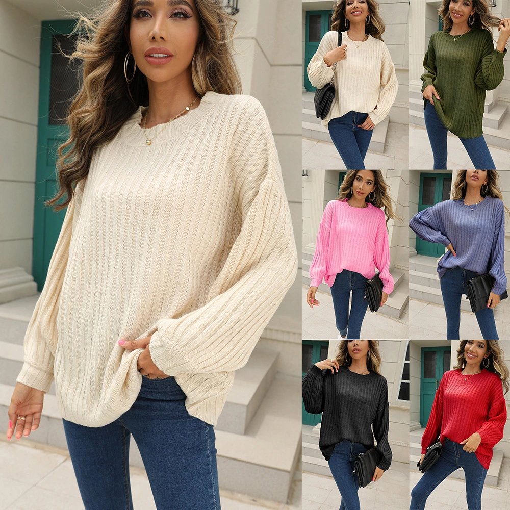 New European And American Women's Plain Quality Knitting Sweater