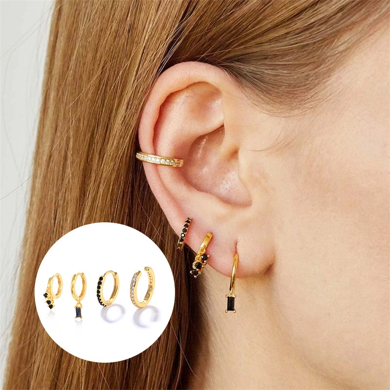 Black Diamond Elegant Earrings Set Of 4