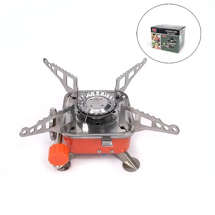 Outdoor Hiking Camping Stove Mini Square Stove Portable Folding Windproof Camping Gas Stove