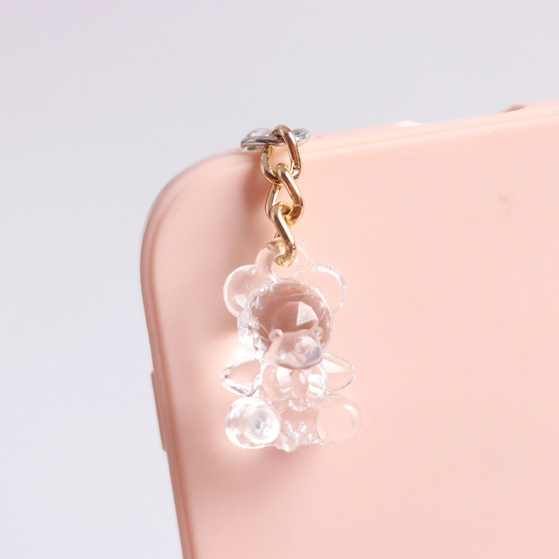 Cute Stereo Acrylic Bear Earphone Hole Dust Plug