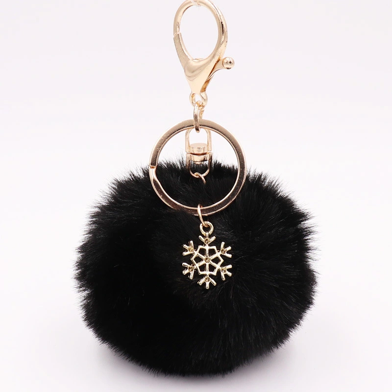 Christmas Snowflake Plush Key Chain Alloy Bag Pendant