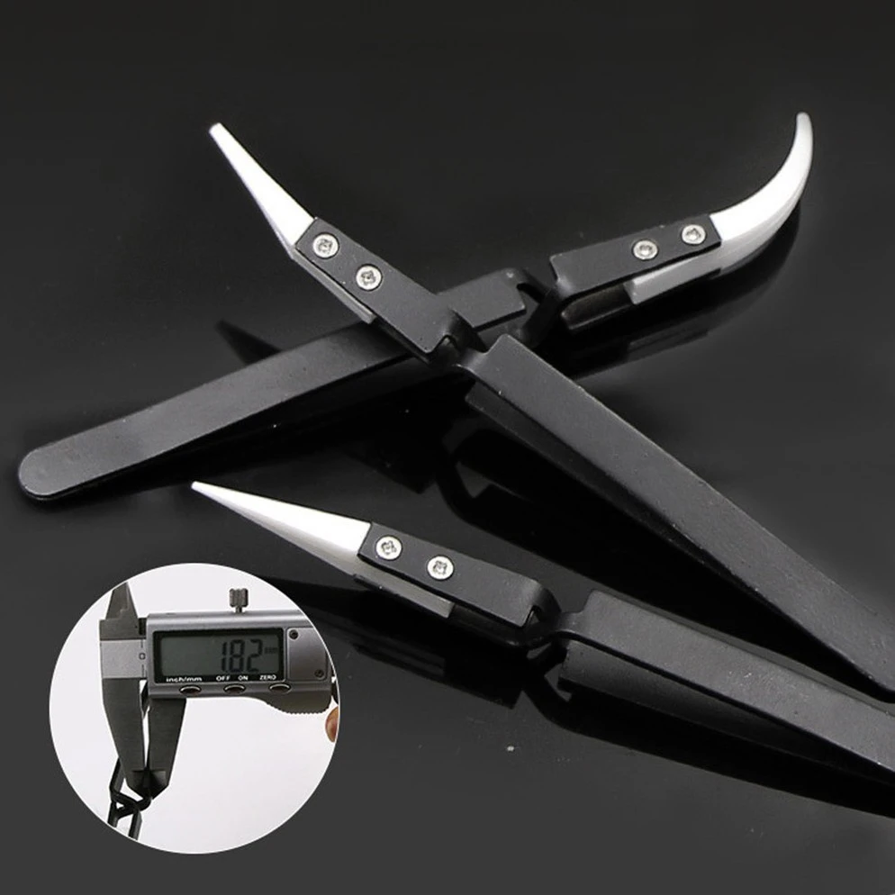Anti-Static Ceramic Tweezers Black Handle Clamping Tweezers