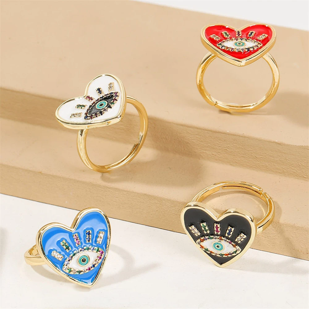 Trend Adjustable Copper Set Zircon Heart Ring