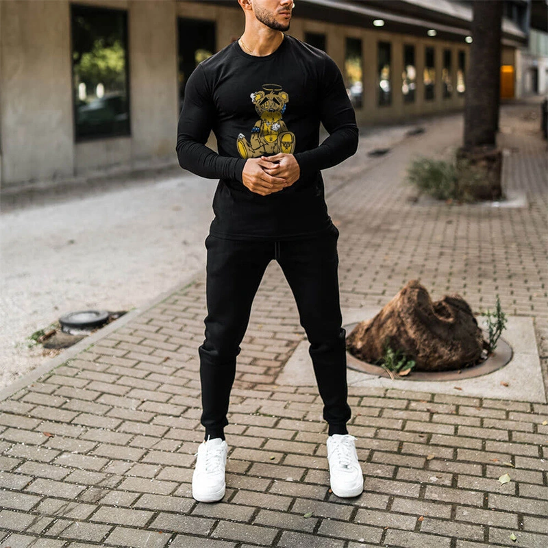 Men's Solid Color Casual Print Crew Neck